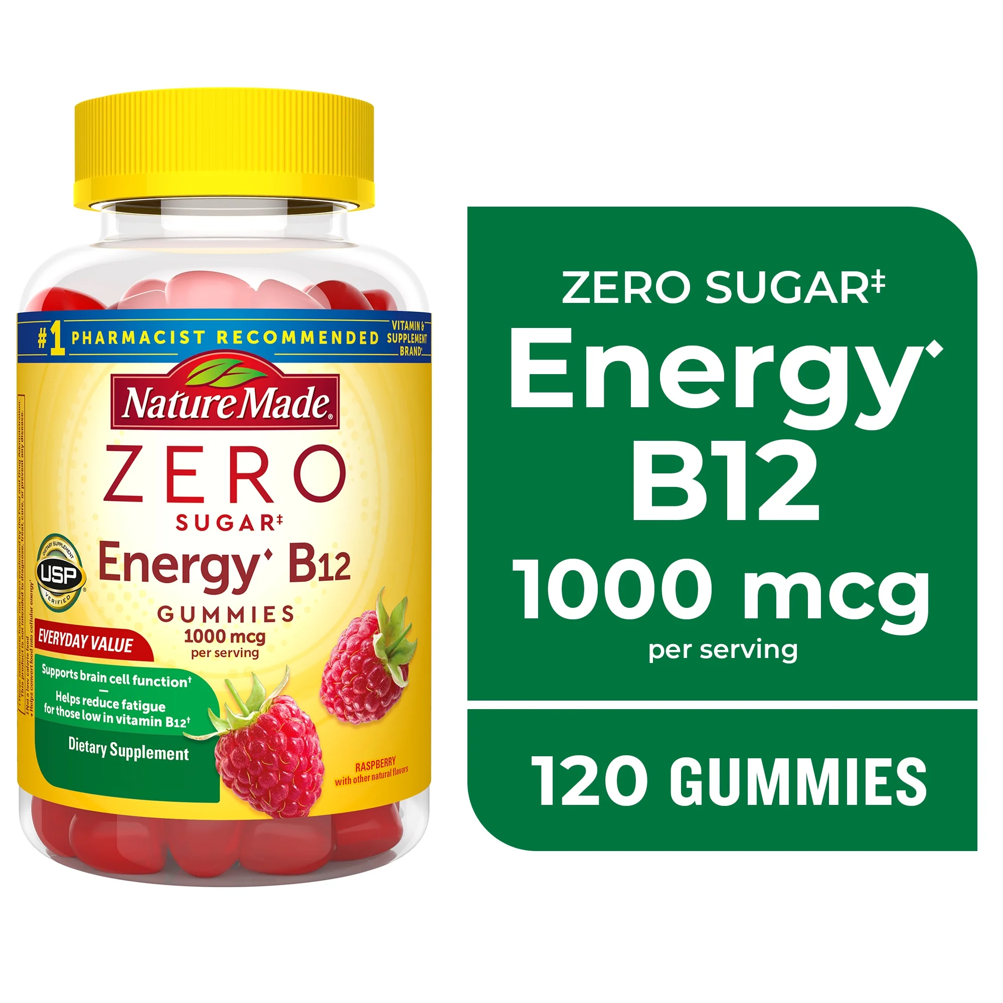 Nature Made Zero Sugar Energy Vitamin B12 Gummies, Sugar Free Gummies, 120 Count