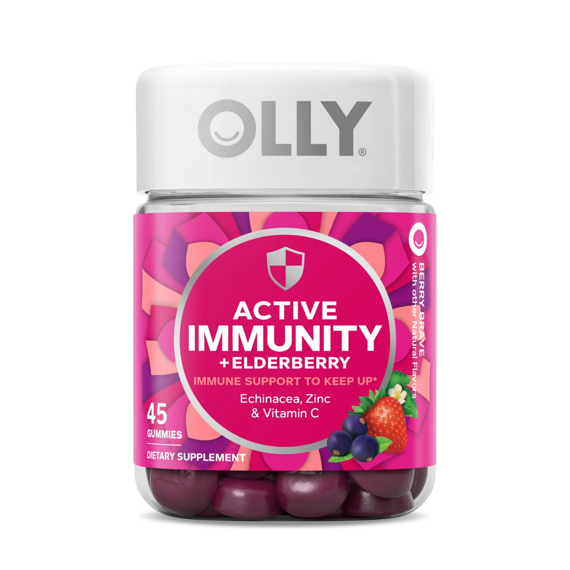 OLLY Immunity Gummy, Elderberry, Zinc, Vitamin C, Immune Support Supplement, Berry Flavor, 45 Ct