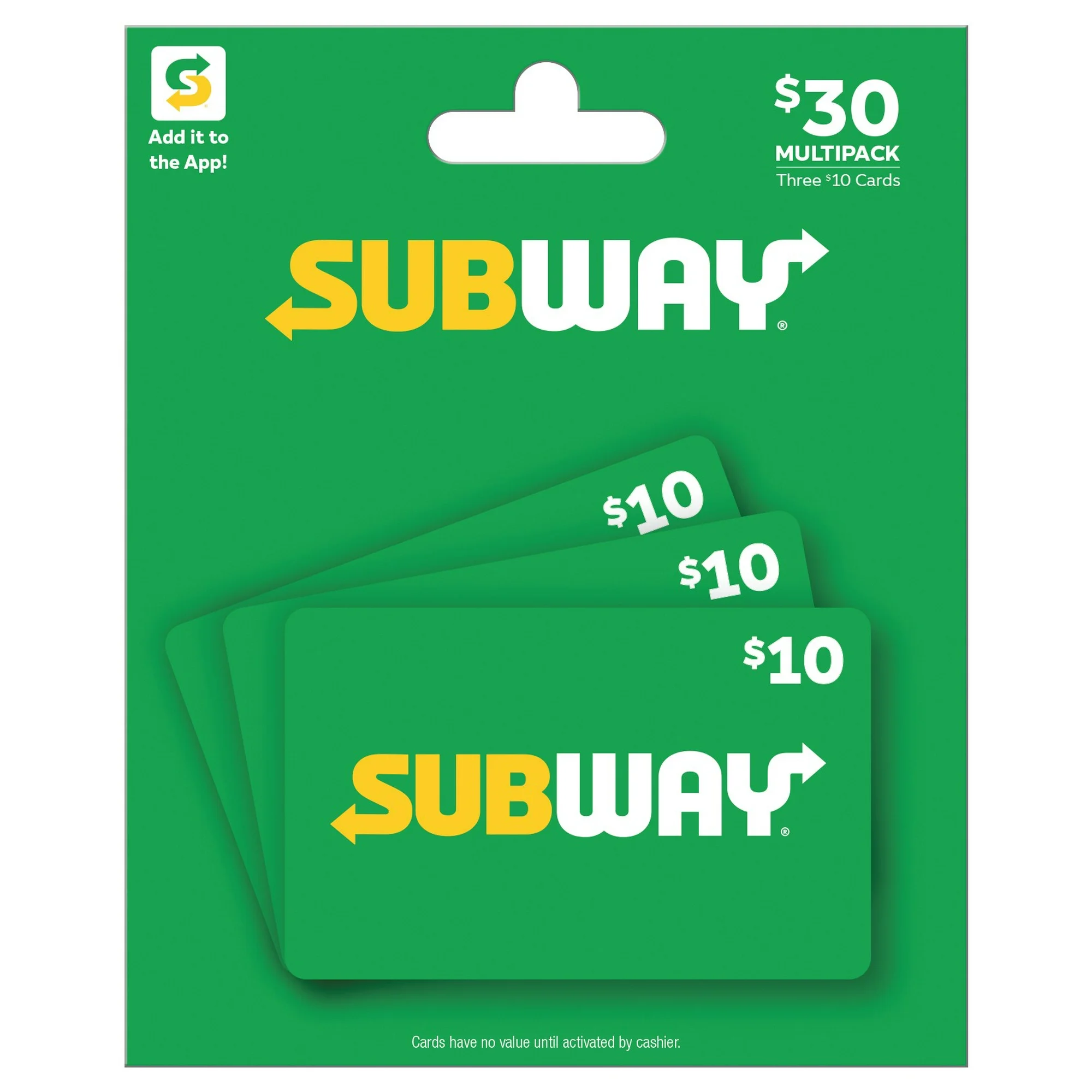 Subway Multi Pack $30 Gift Card