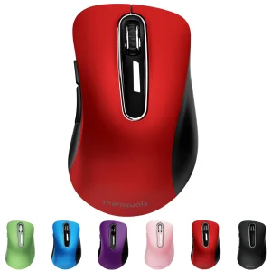 Wireless Mouse, 2.4GHz with USB Receiver, 1200 DPI Optical Tracking, 5 Buttons,Ambidextrous PC/Mac/Laptop - Red